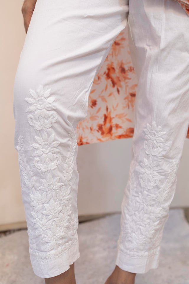 Chikankari Lycra Straight Pant