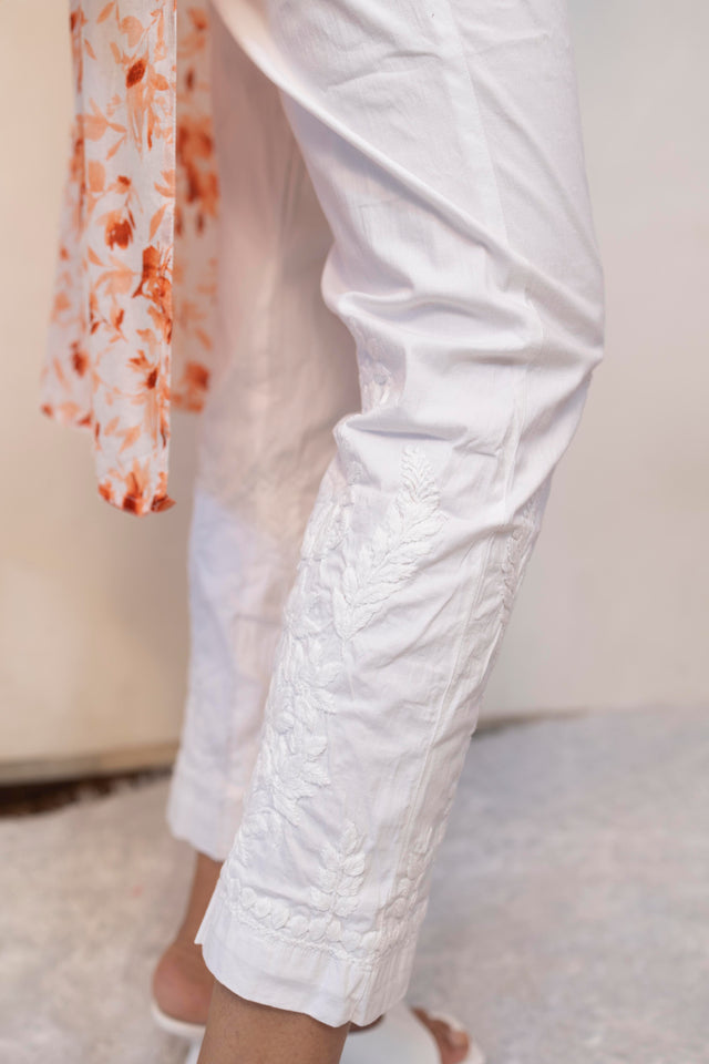 Chikankari Lycra Straight Pant