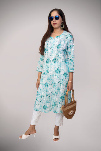 Printed Mulmul Straight Kurta