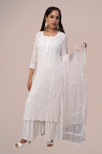 Viscose Georgette Straight Kurta with Mukaish work