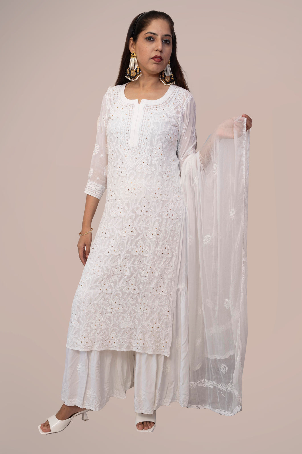 Chiffon Chikankari Dupatta, Stole