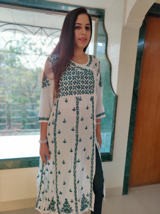 Chikankari Soft Rayon Angrakha